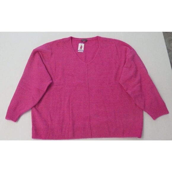 Vince Camuto C3461221 Women's Sz 2XL Paradox Pink Long Sleeve V-Neck Sweater $70 - Picture 1 of 10